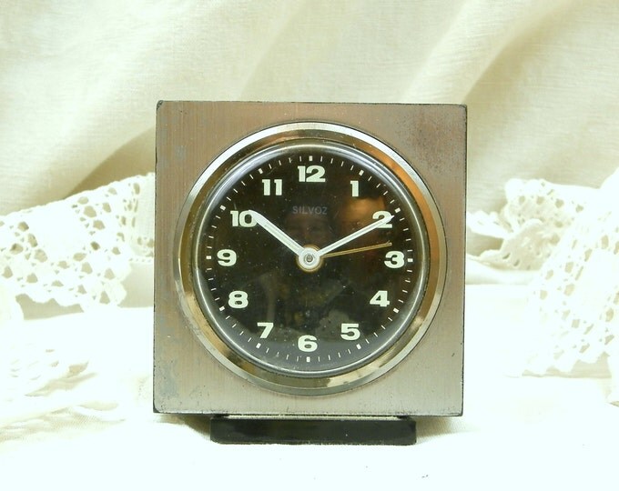 Working Vintage Mid Century 60s / 70s German Wind Up Mechanical Silvoz Alarm Clock, European MidCentury Decor, Bedroom Bedside Timepiece