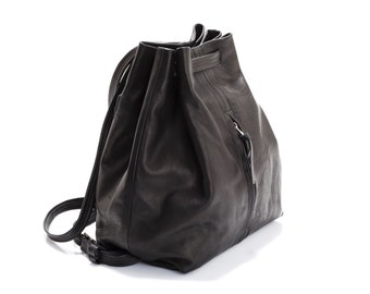 Womens Leather Backpack - School backpack - Black leather backpack for women - Handmad backpack - Full lining - Front and Back pockets
