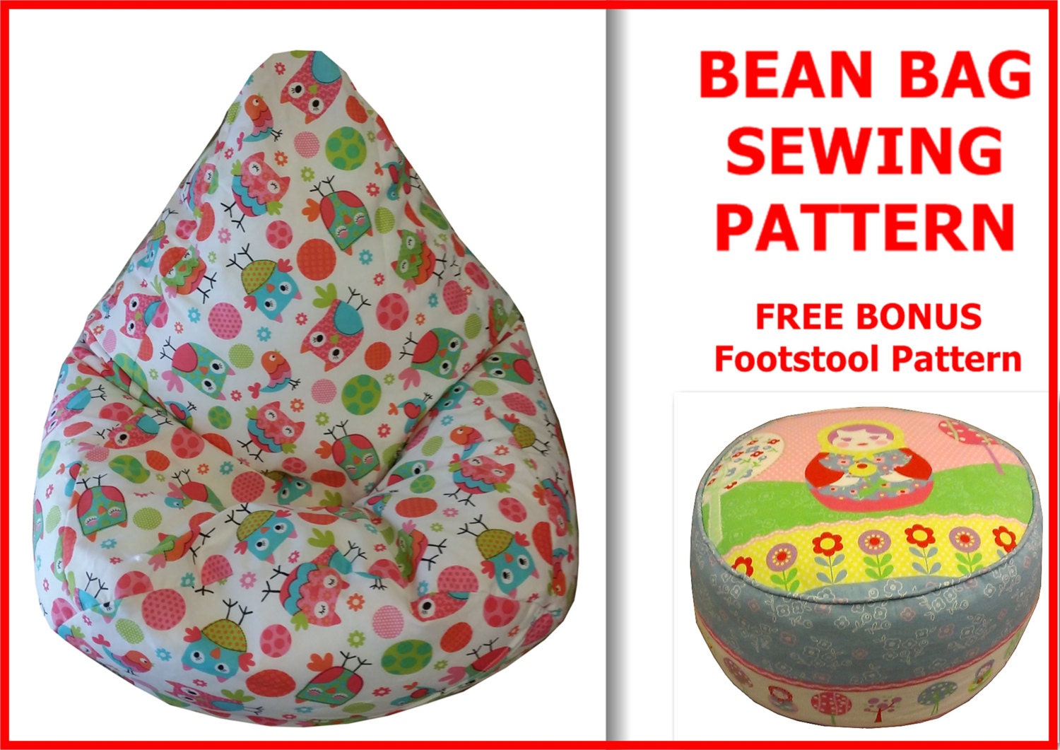 Kids BEAN BAG Sewing Pattern Children Chair Beanbag Lazy