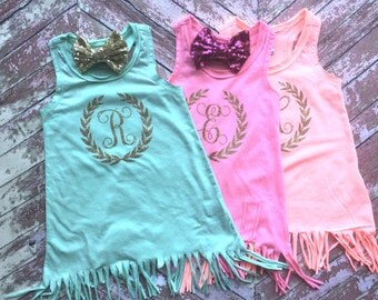 Girls Beach Cover Up, Girls Fringe Dress, girls Monogrammed Dress, Flower Girl Shirt, Beach Wedding Dress, 1st Birthday, Girls Bathing Suit