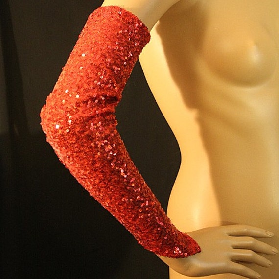 RED SEQUIN gloves gauntlets bellydance belly dance