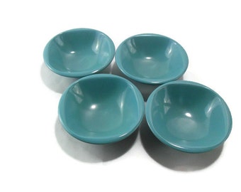 Turquoise Melmac Cereal Bowls * Set of 4 Melamine Soup Bowls * BoontonWare Aqua Dinnerware
