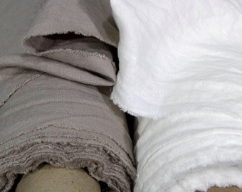 Linen Fabric Stone washed Linen fabric by yard, meter. White and brown grey cacao with milk color linen fabric. MORE fabric are AVAILABLE