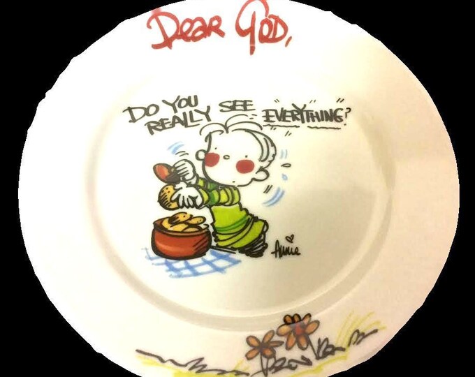 Royal Norfolk Porcelain Plates, Dear God By Anna, Whimsical Religious Wall Hanging Plates, Wall Art