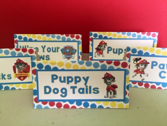 Paw Patrol Party Food Labels-set of 10