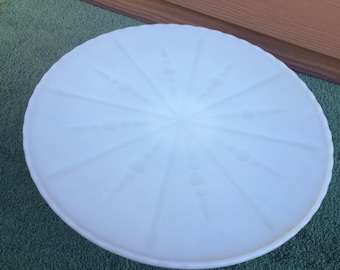 Raised milk glass cake plate