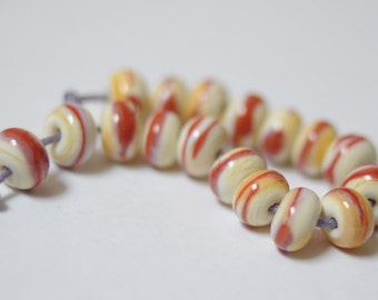 Ivory Coral Beads Lampwork Spacers lampwork spacer bead Handmade Glass Lampwork Beads Lampwork glass beads lampwork bead set rondelle glass
