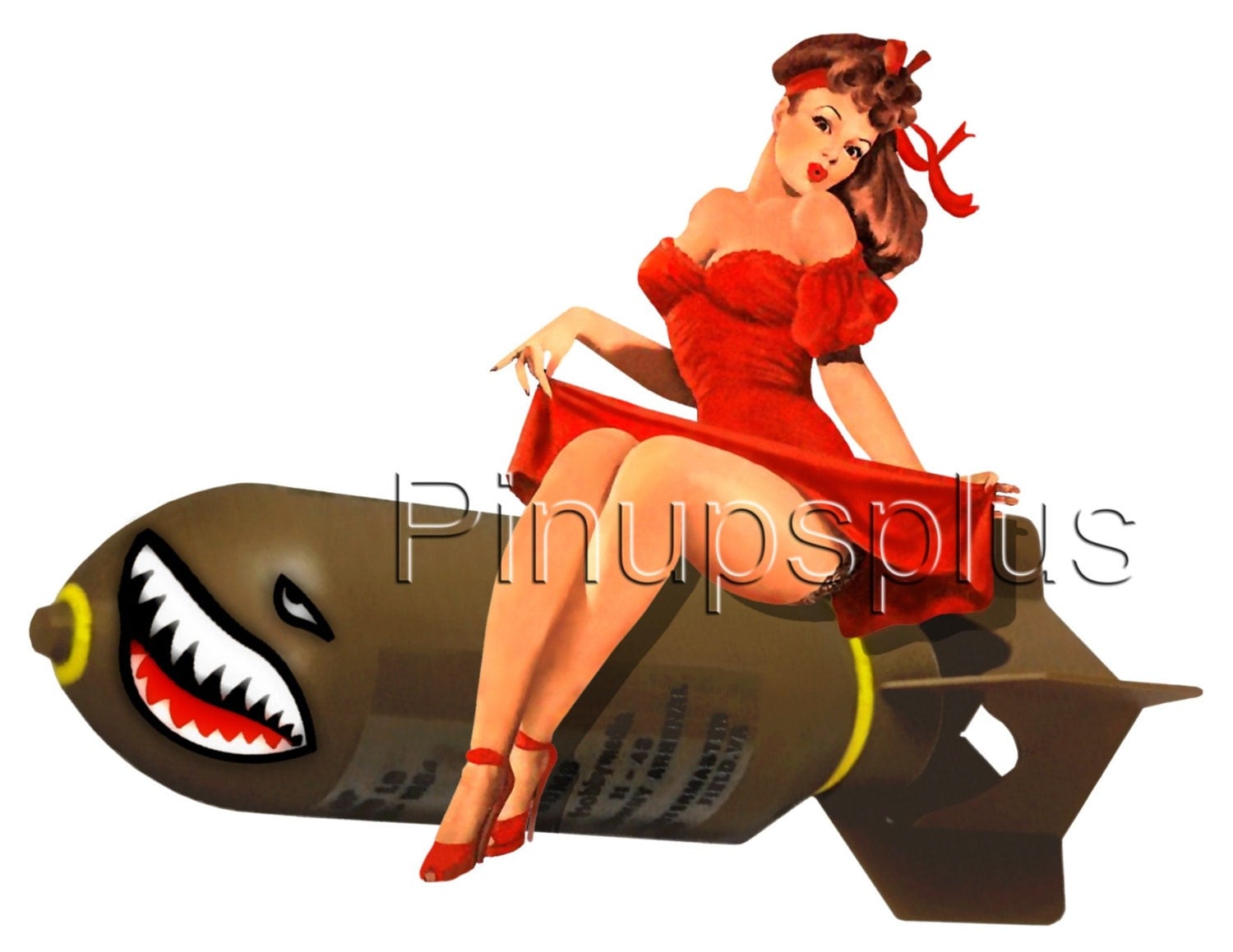 Sexy Wwii Bomber Nose Art Pinup Girl On Bomb Waterslide Decal 