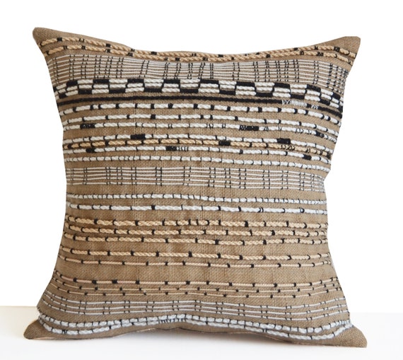Burlap Pillow Cover Boho Pillow Bohemian Pillow Woven