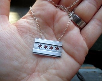 Chicago Flag Sterling Silver necklace