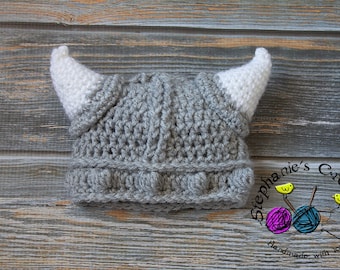 Crochet boy hat baby boy hat viking hat/grey viking hat, photo prop infant boy-MADE TO ORDER