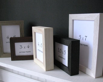 DEEP BARNWOOD Frame 3x4 3x5 3.5x5 4x5 4x6 5x7 Self Stand Black White Brown Grey Photo Picture Frame Glass or Empty Shadowbox Style Profile
