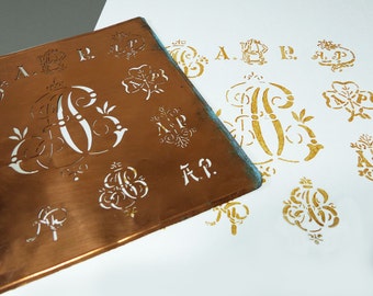 French Monogram Stencil - Choice of different Letters Initials Metal Sheets