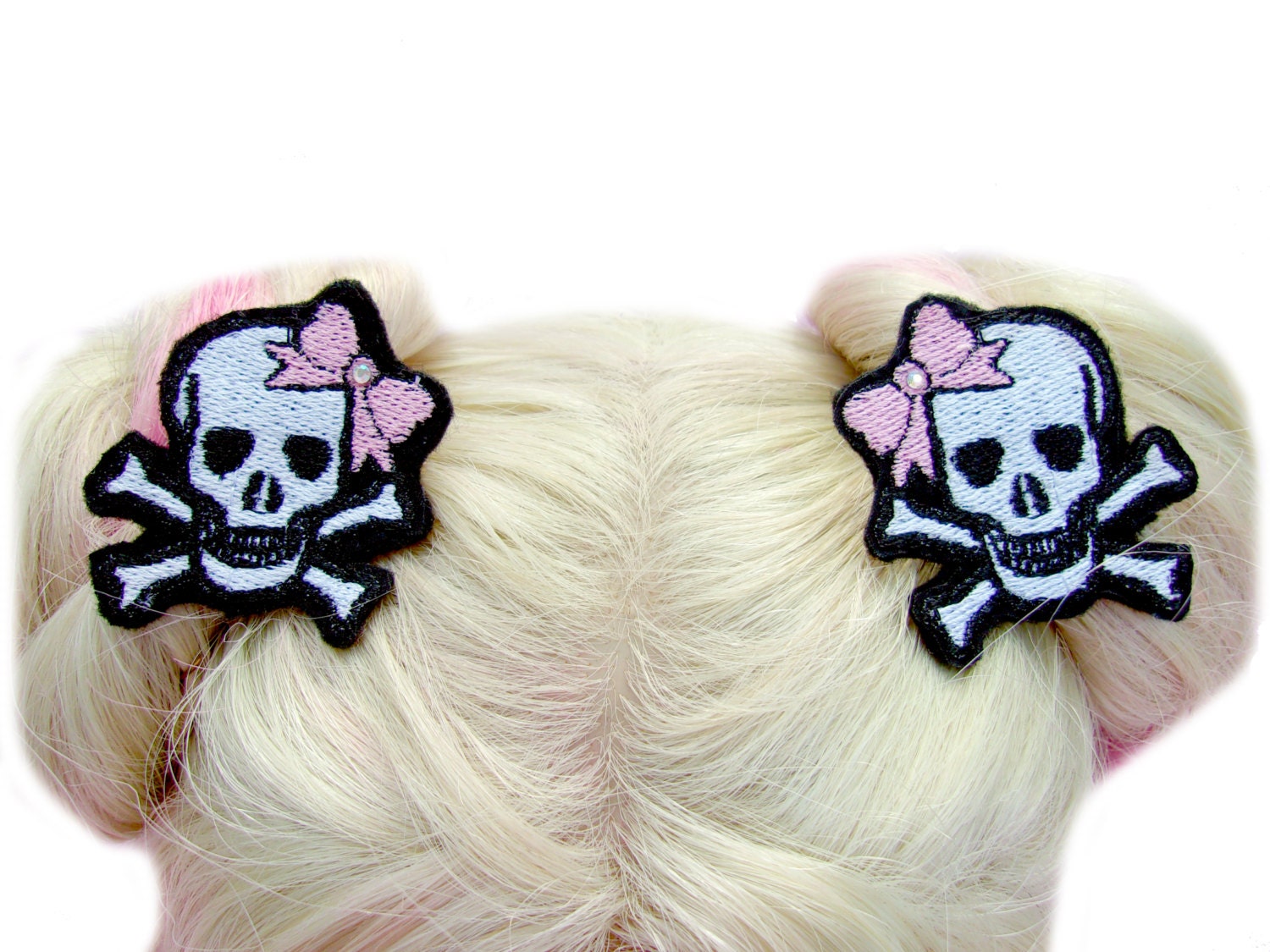 Skull Hair Clip Girl Hair Clips Back To by KawaiiHairCandy