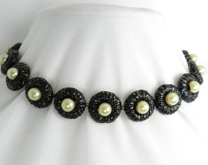 Vintage Mod Choker Necklace, Chanel Style Necklace, Vintage Costume Jewellery, Couture Fashion Necklace, Runway Necklace