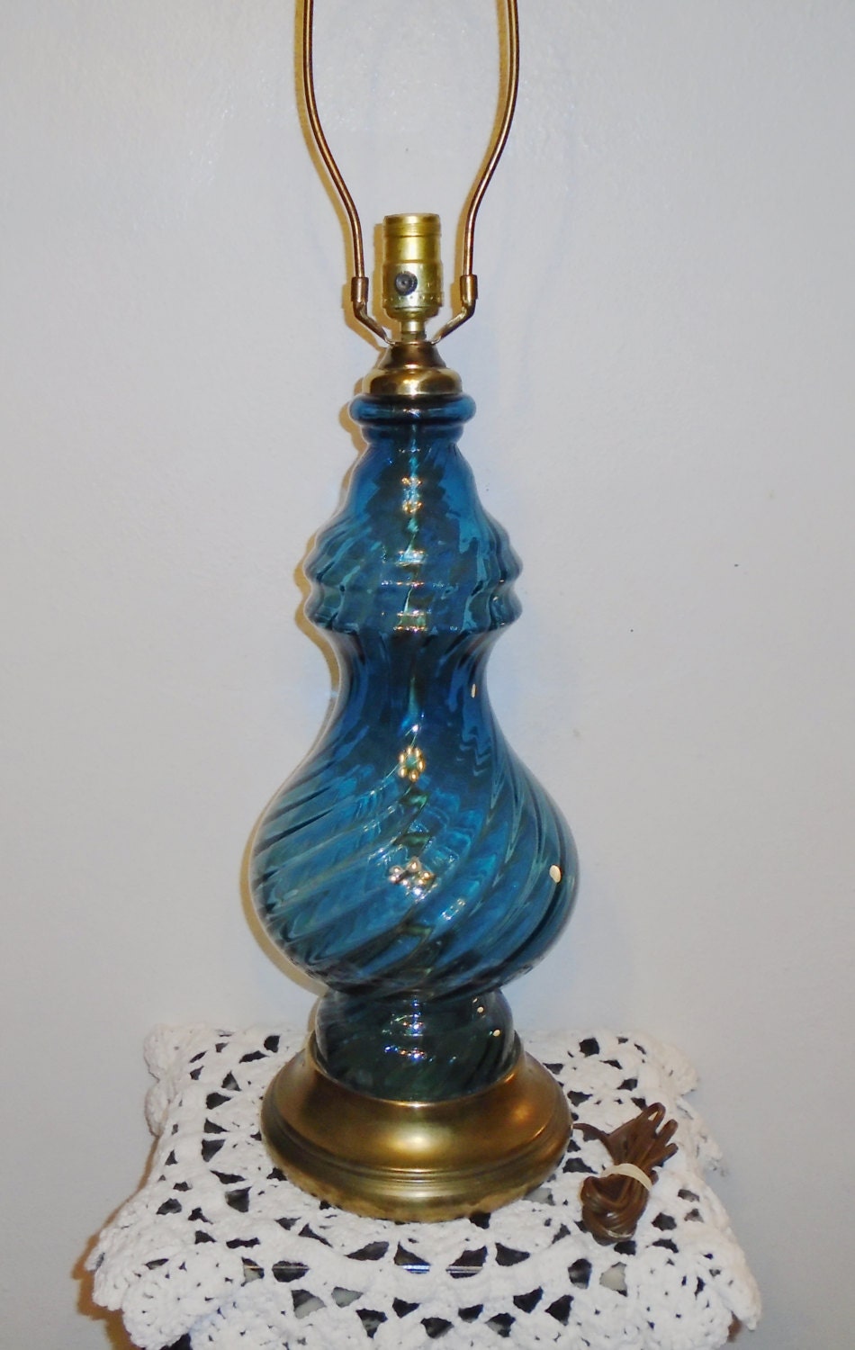 Vintage Mid Century Murano Italian Art Glass Table Lamp Brass