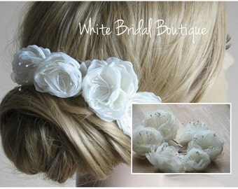 Wedding hair flower Ivory hair flower Bridal hair flower Wedding ivory haedpiece Hair peony flower Ivory hair peony Ivory hair flower pins
