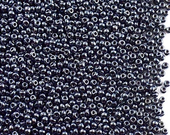 12/0 20gr Rocailles Seed Beads, Preciosa Czech Glass, Hematite Luster (12SB023)