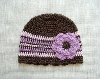 Crochet newborn hat Baby girl hat Newborn girl beanie with flower Newborn baby girl photography prop hat Baby girl beanie Newborn girl hat