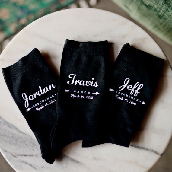 Men's Wedding Party Socks Stylized Groomsmen Gift Custom