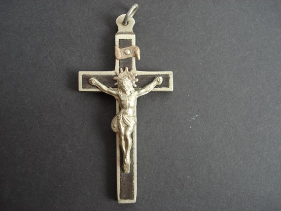 Religious antique French catholic crucifix pendant cross