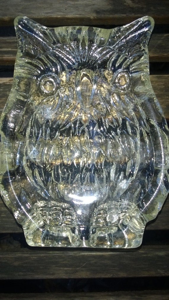 Owl Glass Ashtray Bowl Dish Scandinavian Design