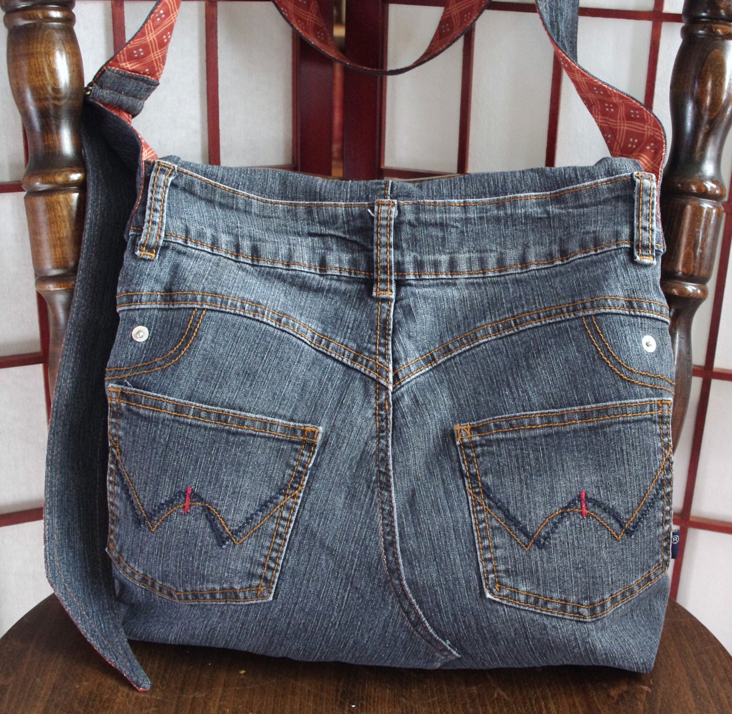 Recycled Denim Bag Upcycled Jeans Bag Denim Purse by Recreatives