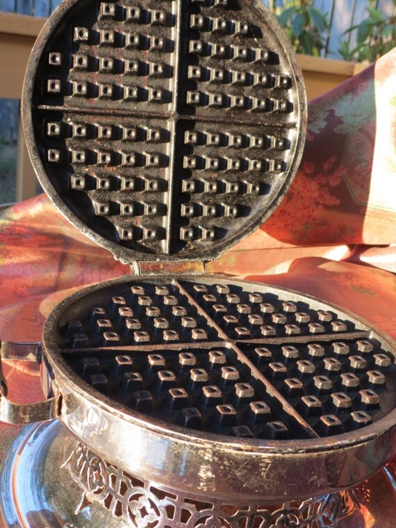 Antique Waffle Maker with Fancy Chrome Base Universal Brand