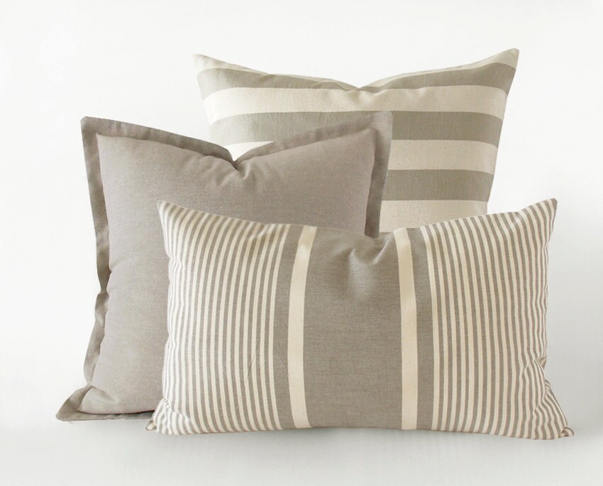 Set Of 3 Light Taupe Decorative Pillow Covers Striped And   Il Fullxfull.1001507395 Os5w 