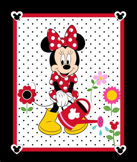 Mickey & Minnie Mouse Cotton Fabric Panels by by CarolinaCottonCo