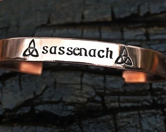 Outlander inspired bracelet, sassenach, outlander inspired jewelry, handstamped cuff bracelet, rustic bracelet, celtic bracelet, celtic cuff