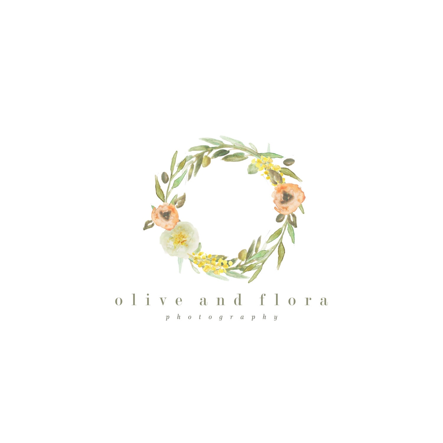 Olive logo design// Green logo design//Wreath logo