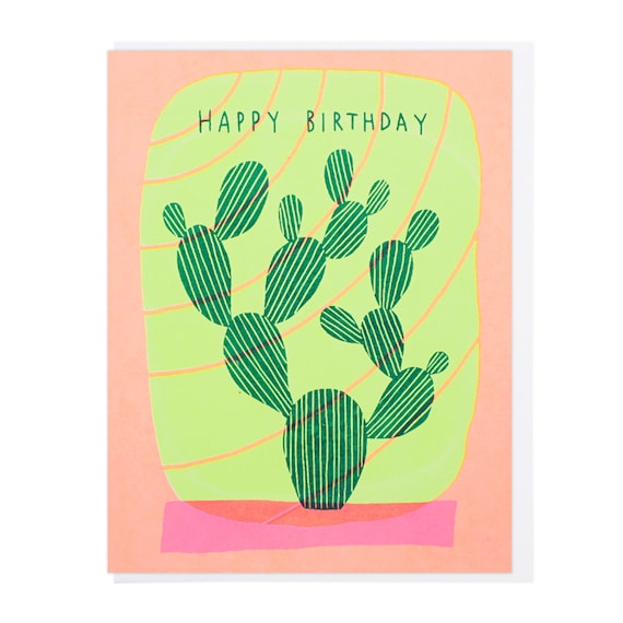 Happy Birthday Cactus Screen Print Card