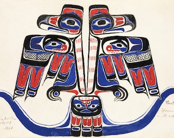 Johnny Kit Elswa (First Nations, Haida) : "Koot. Sparrow Hawk on its Nest" (1883) - Giclee Fine Art Print
