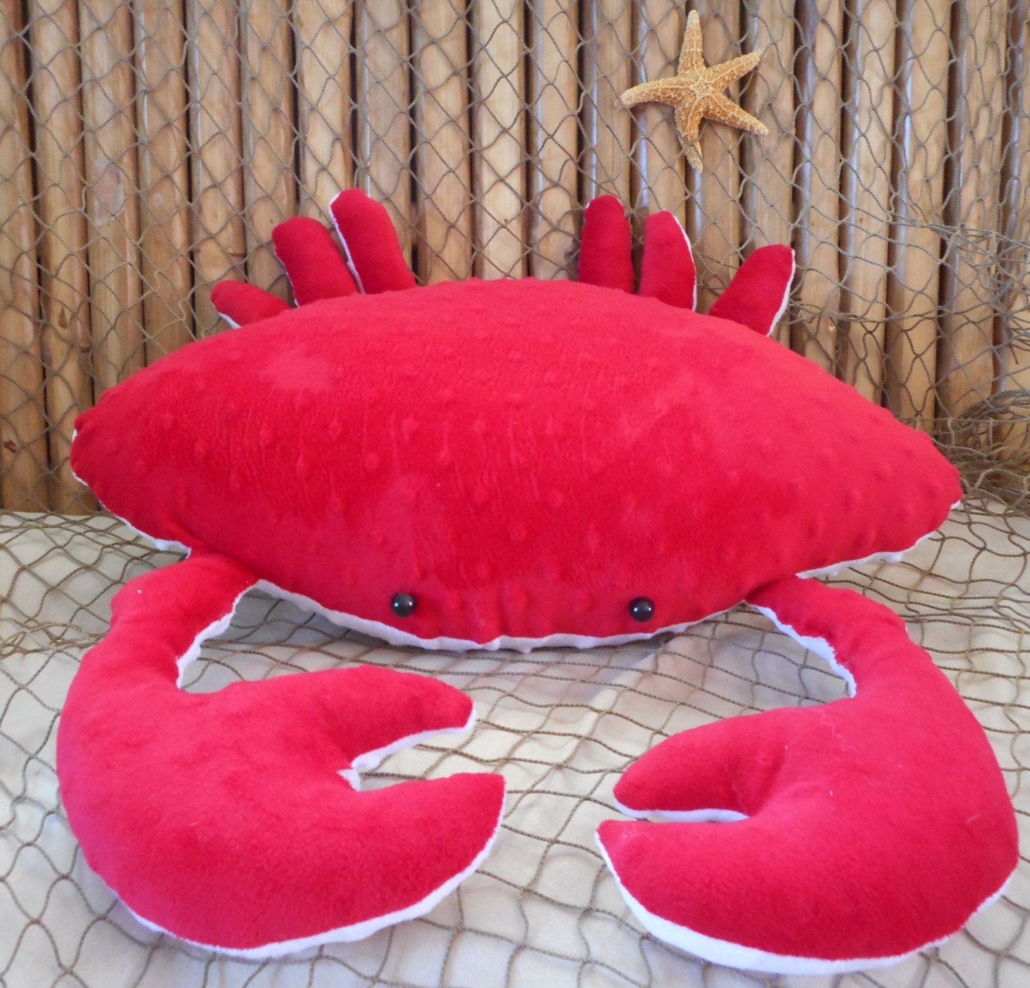 Crab pillow red crab pillow nautical decor 3D crab