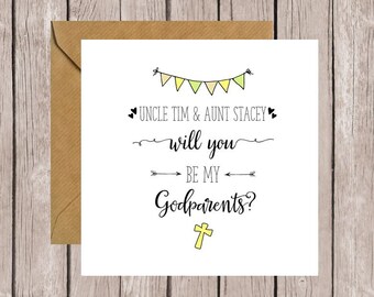 Personalised Will You Be My Godparents? Card, Ask Godparents, Godparents Card, Christening Card, Baptism Card, Card for Godparents