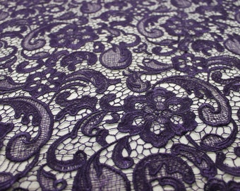 Venice Embroidered Plum Lace Fabric for Wedding Lace Bridal Elegant Dress French Guipure Lace by the yard- 1 Yard Style 5001