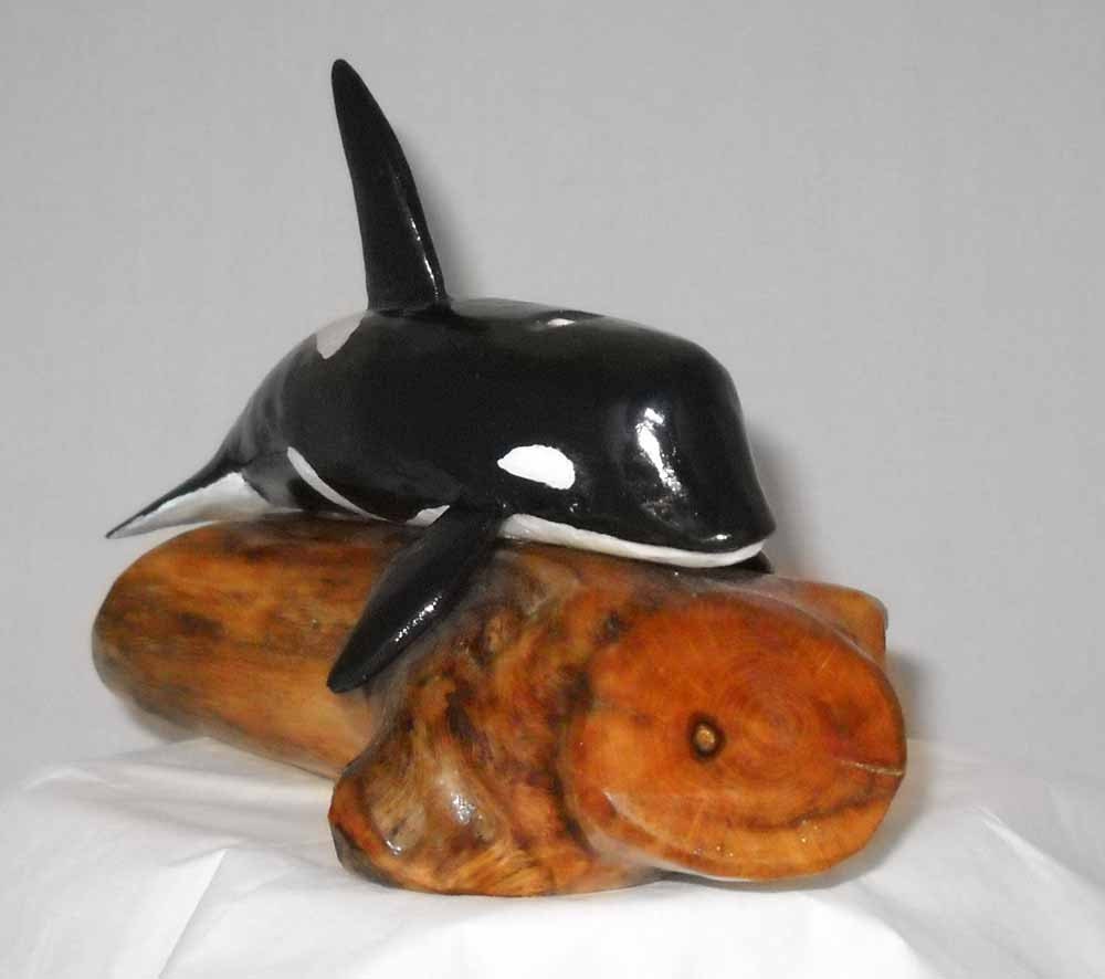 Small Orca Whale Wood Carving