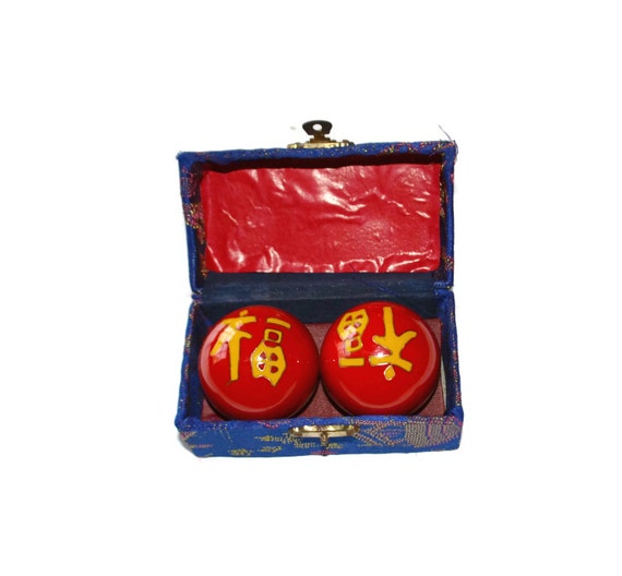 Chinese Medicine Balls Vintage Asian Gifts Red Yellow Asian