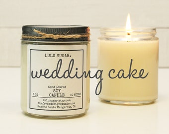Wedding Cake Scented Soy Candle - 8 oz jar - Soy Candle Gift / Engagement Gift / Premium Soy Candle / Bridesmaid Gift / Wedding Gift