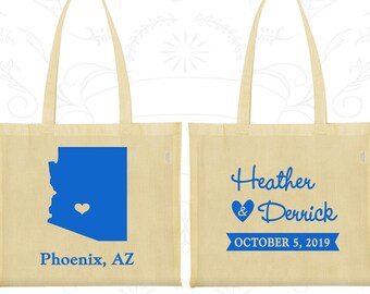 Arizona Wedding, Arizona Tote Bags, Custom Canvas Bags, Destination Wedding Bags, State Tote Bags, Tote Bag Personalized (102)