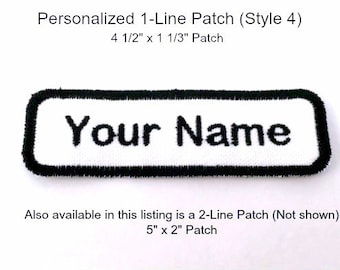 Personalized Name Patch (Style 4) - Rectangle Name Patch, Shirt Patch, Uniform Patch, Embroidered Patch, Personalized Patch, Sew On, Iron On