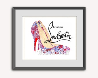 Louboutin Shoes Personalised Art Print Christian Louboutin Home Decor Ladies Gift Wedding Birthday 8x10 10x12 12x16 16x20 A3 A2 A1 Wall Art