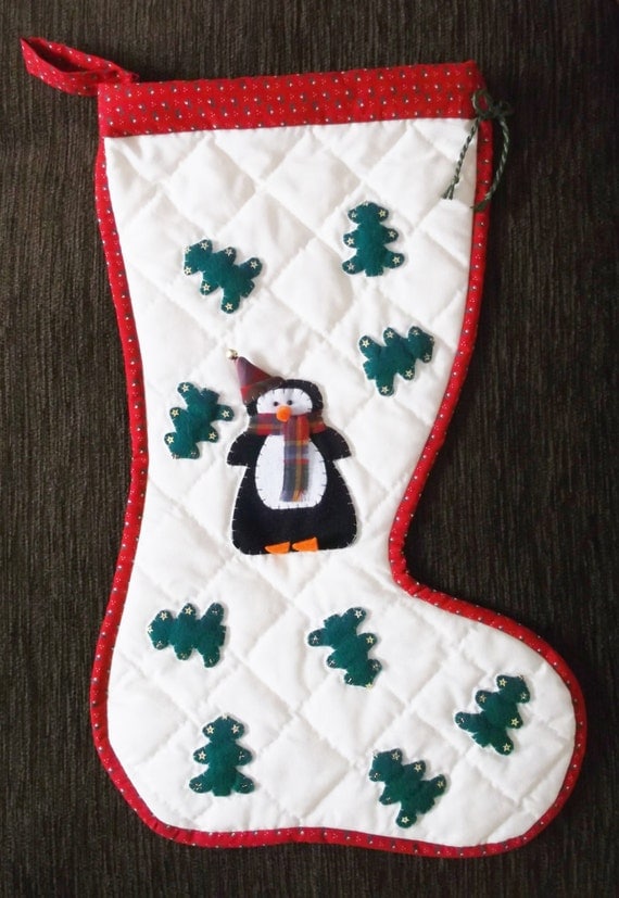 LARGE Christmas Stocking MR PENGUIN Design Lovingly