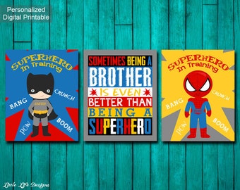 Superhero Room Decor. Superhero Wall Art. Sometimes Being a Brother is Better. Superhero Brothers. Personalized Superhero Signs. Set of 3