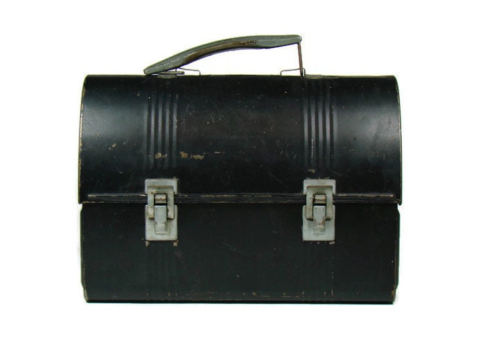 Vintage Black Metal Lunch Box by InUseAgain on Etsy