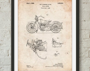 Harley Davidson Model JD Patent Poster, Motorcycle Print, Harley Davidson Art, Motorcycle Art, PP0010