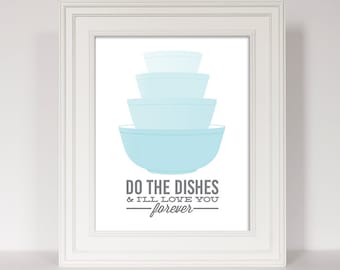 Pyrex Bowls, Kitchen Art, Retro Kitchen Decor, Do The Dishes, You Wash, Vintage Bowls, Housewarming Gift, Pyrex Print, Funny Kitchen Print
