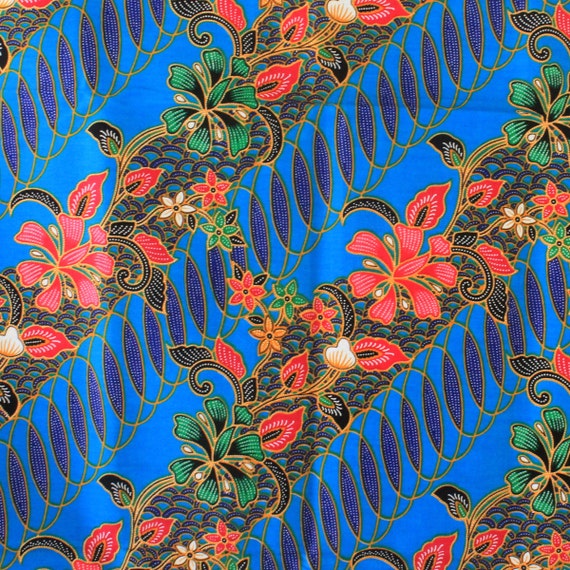 blue flowers Thai  traditional print Thai  Batik  batik 