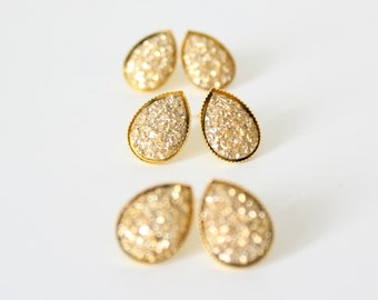 Gold teardrop earrings - gold studs - gold bridesmaid earrings - gold bridesmaid jewelry - bridesmaid gift- gold bridal studs - gift for her